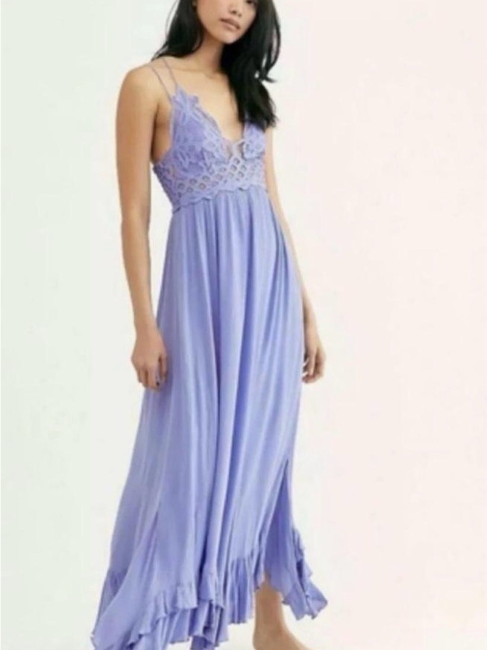 Free People Lavender Lace-Detail Maxi Dress